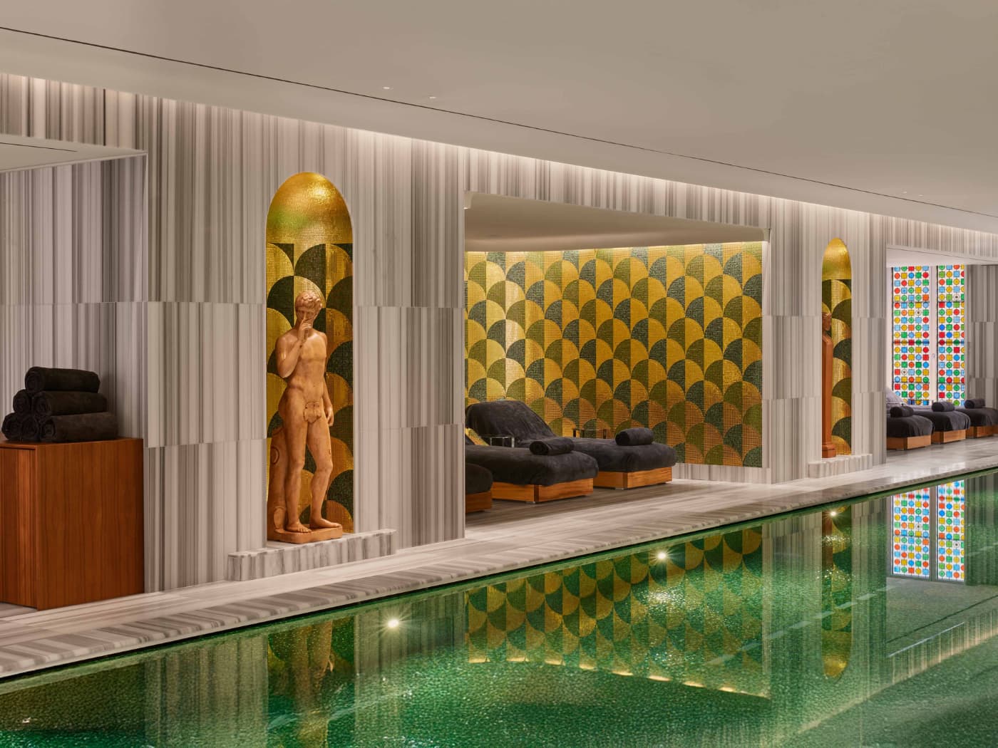 Spa, piscina, rivestimento, Striato Olimpico, Bulgari Hotel, Roma